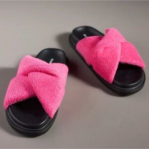 Anthropologie Maeve Terry Pink Criss Cross Slide Sandals Women’s Shoe Size 6